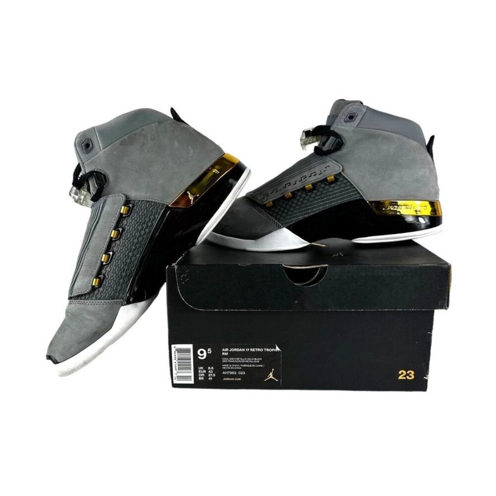 Air Jordan Retro 17 Cool Grey/Metallic Gold Size 9.5 Mens Basketball Shoes